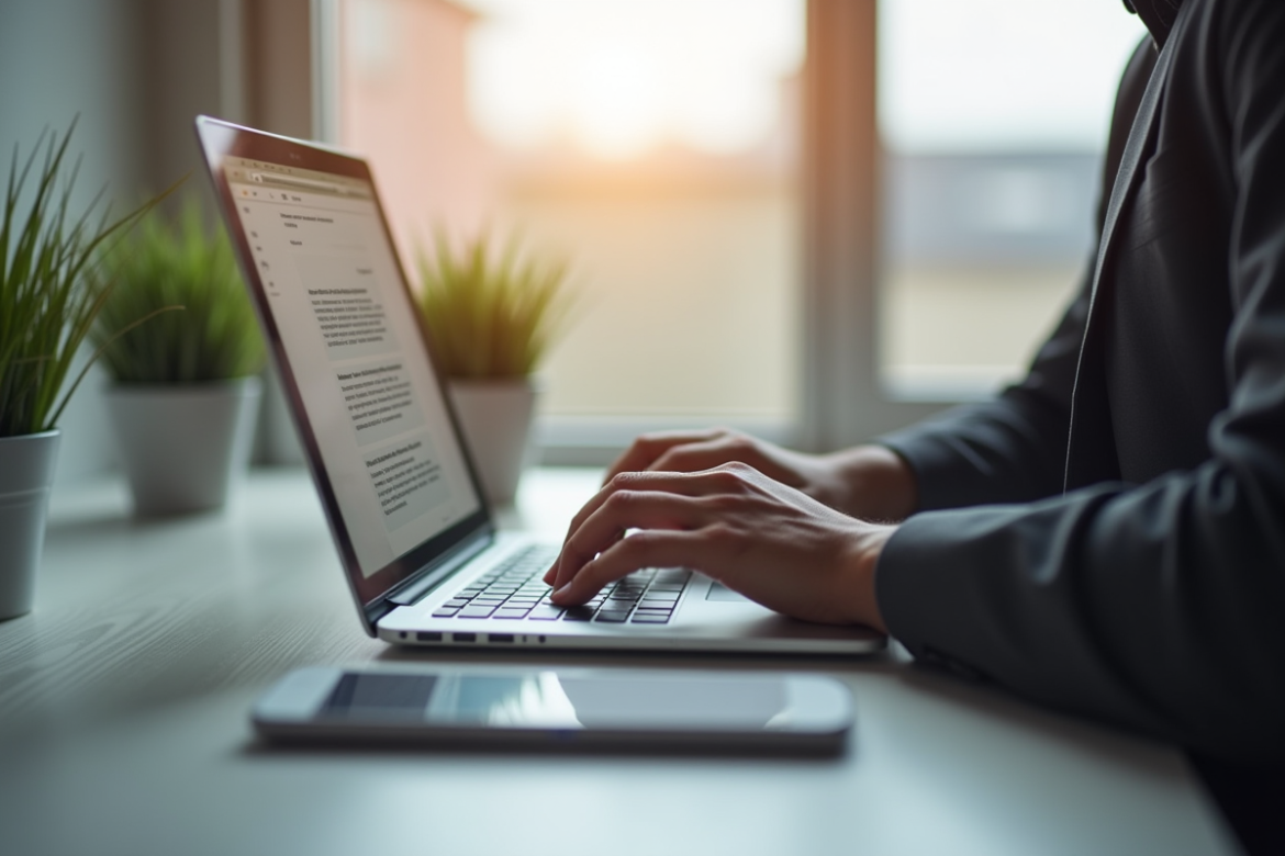 Personne travaillant sur un ordinateur portable pour l'article email